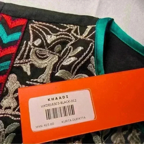 New With Tags Pakistani Women Khaadi Pret Tunic Dress Black Size 12 Embroidered - Picture 3 of 8